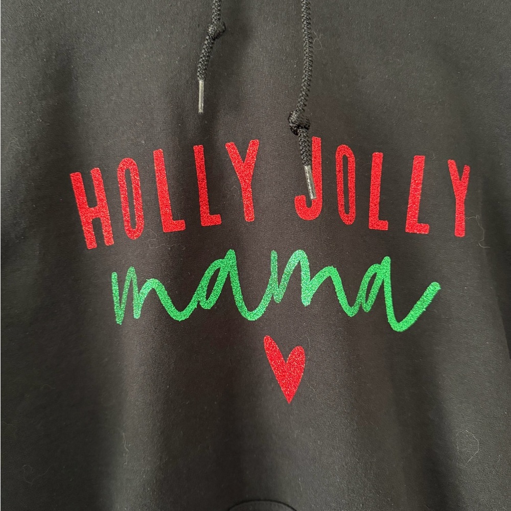 Black 'Holly Jolly Mama' Hoodie - Picture 3 of 3